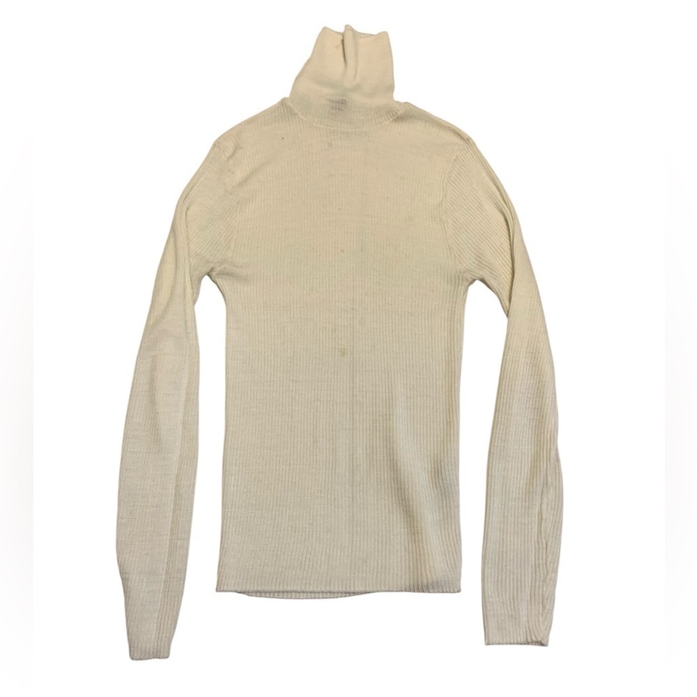 Vintage Jacobson's Cream Ribbed Turtleneck Sweater | Made in USA | Size L